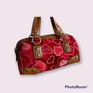 Red & tan love-themed bag